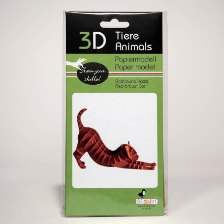 3D Papiermodell - Rotbraune Katze